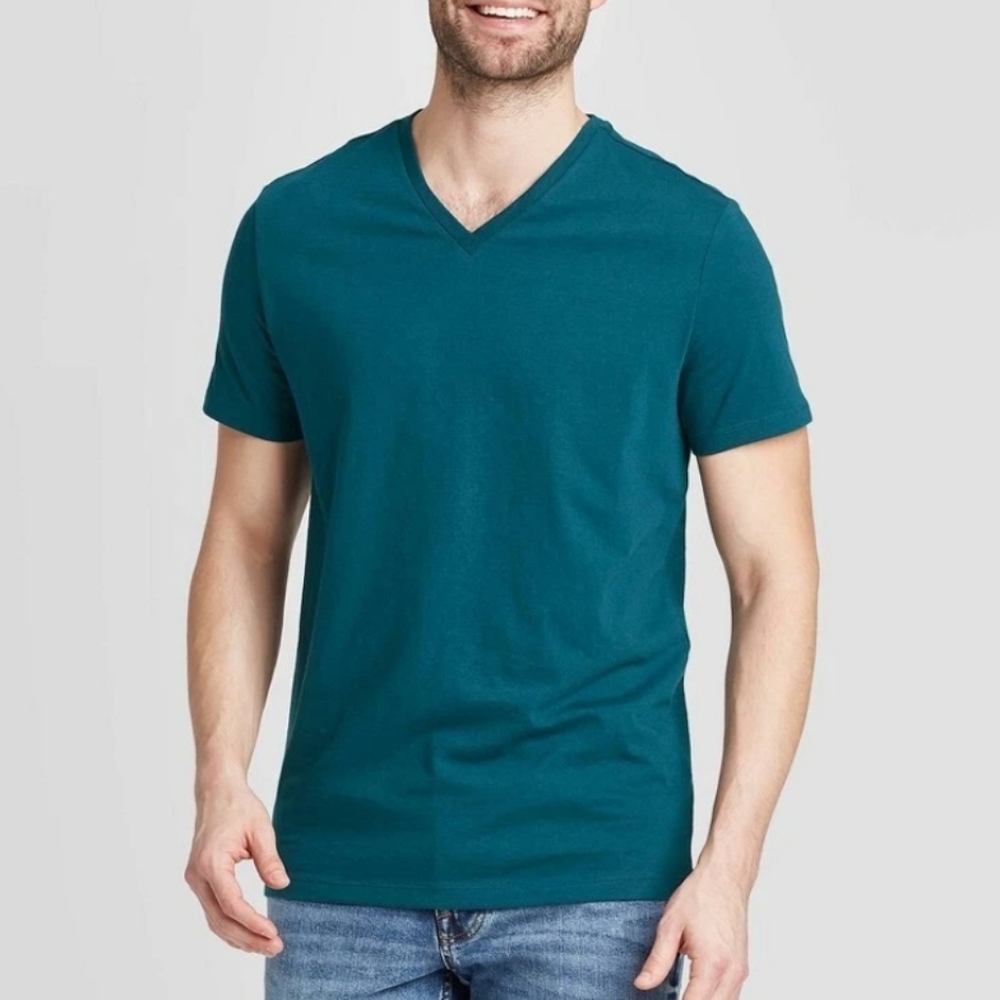Goodfellow Men's Thunderbolt Blue V-Neck Short Sleeve Tee Size 4XLT NWT